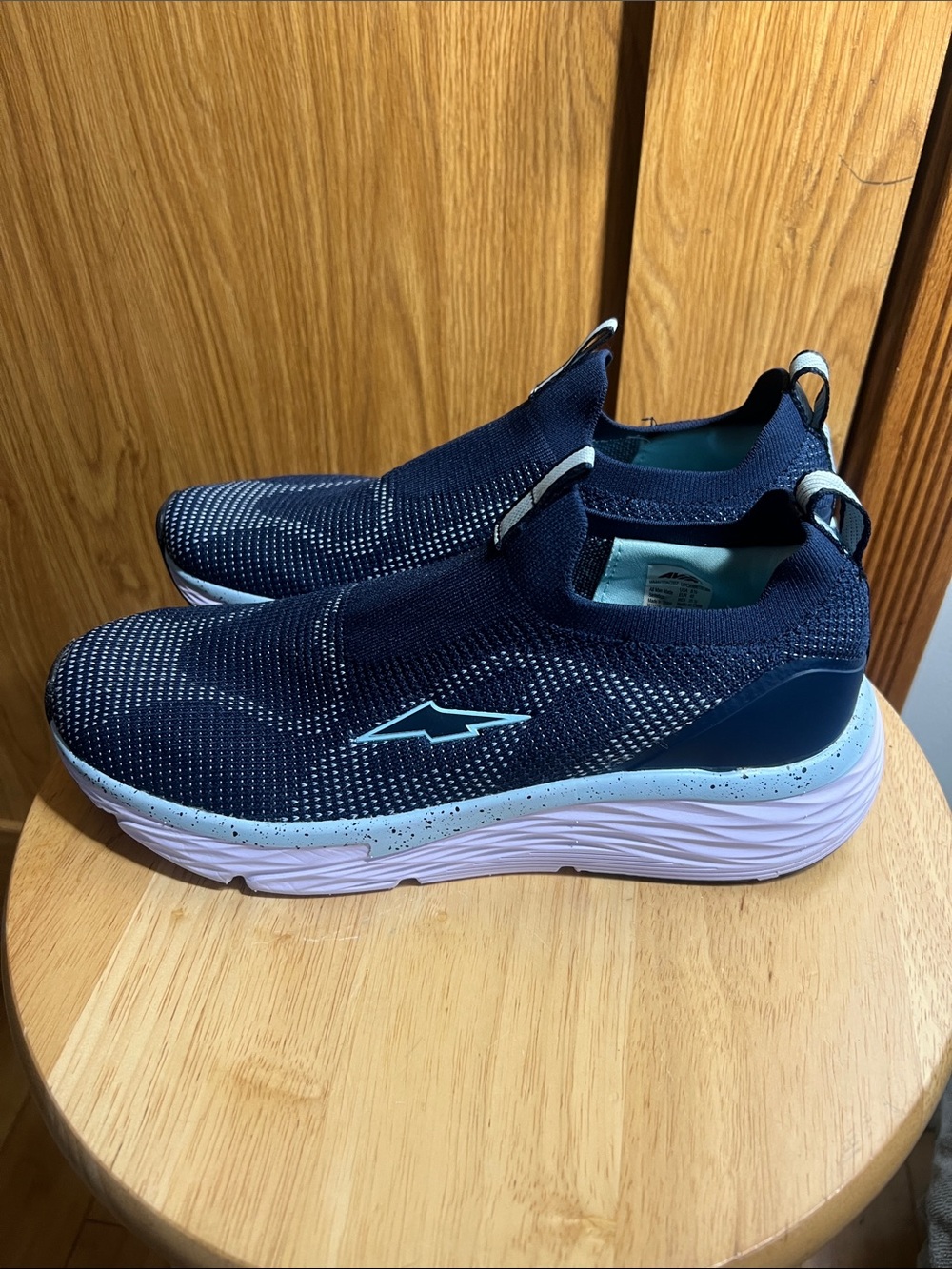 Avia Women's Slip-On Knit Athletic Sneakers in Navy and Light Blue - Picture 2 of 7